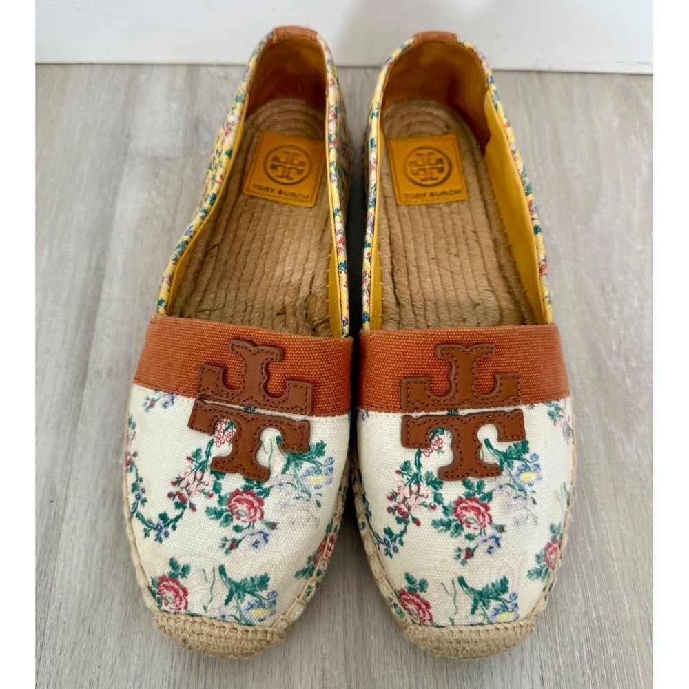 Tory Burch Floral Canvas Espadrille‎ Flats Womens sz 8.5